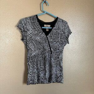 I.e. Petite Black Pattern Blouse Size PM